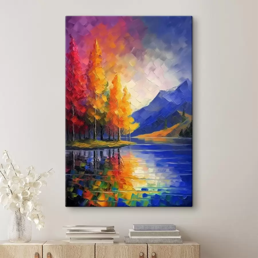 Wandbilder Herbstlandschaft mit See und Bergen s42661