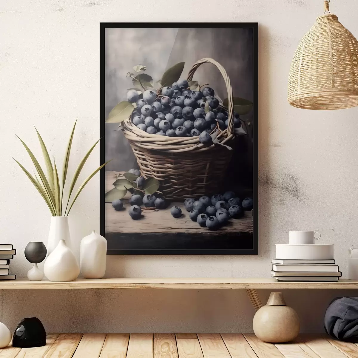 Poster Korb mit Blaubeeren f42645