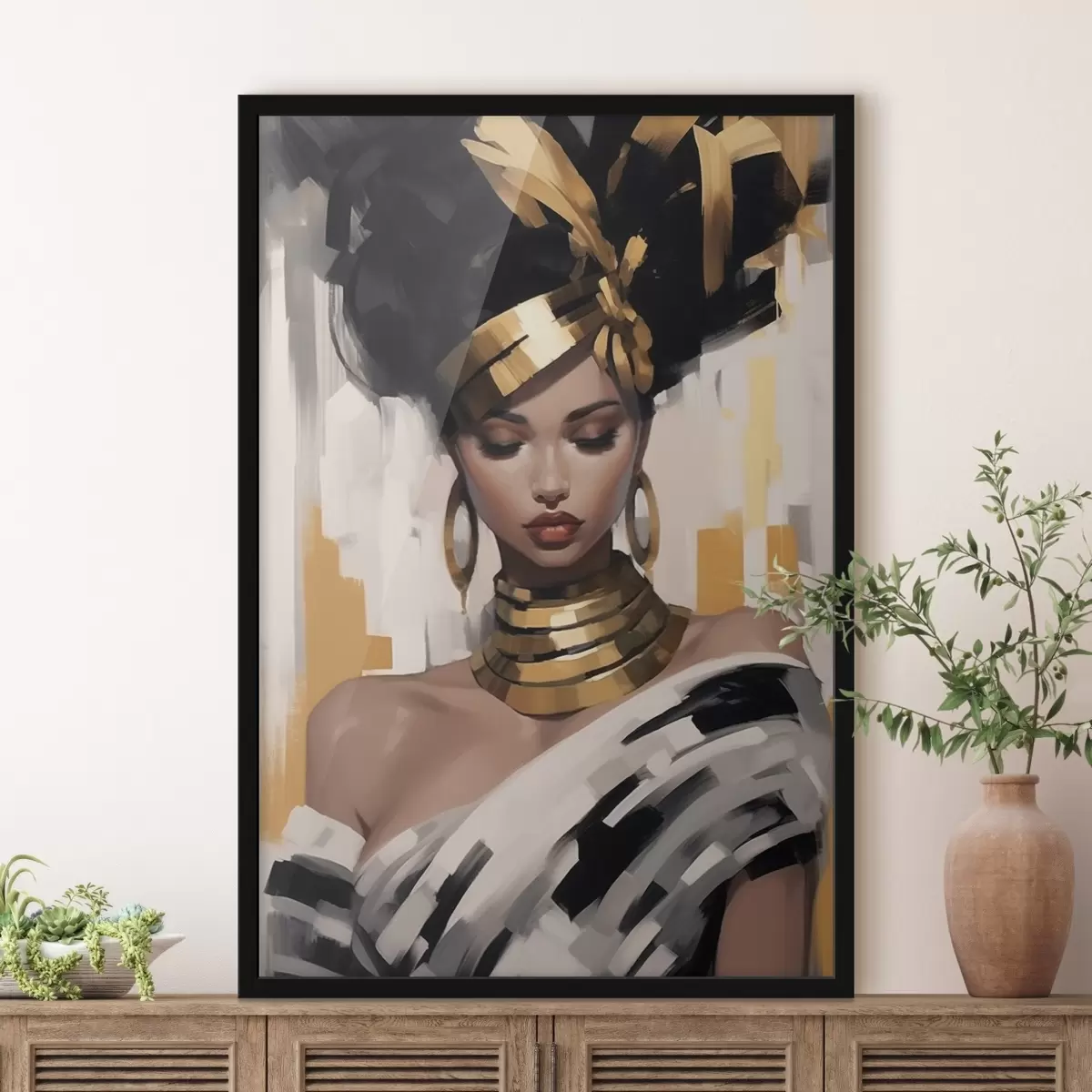 Poster Porträt einer Frau mit modernem ethnischen Stil f42648