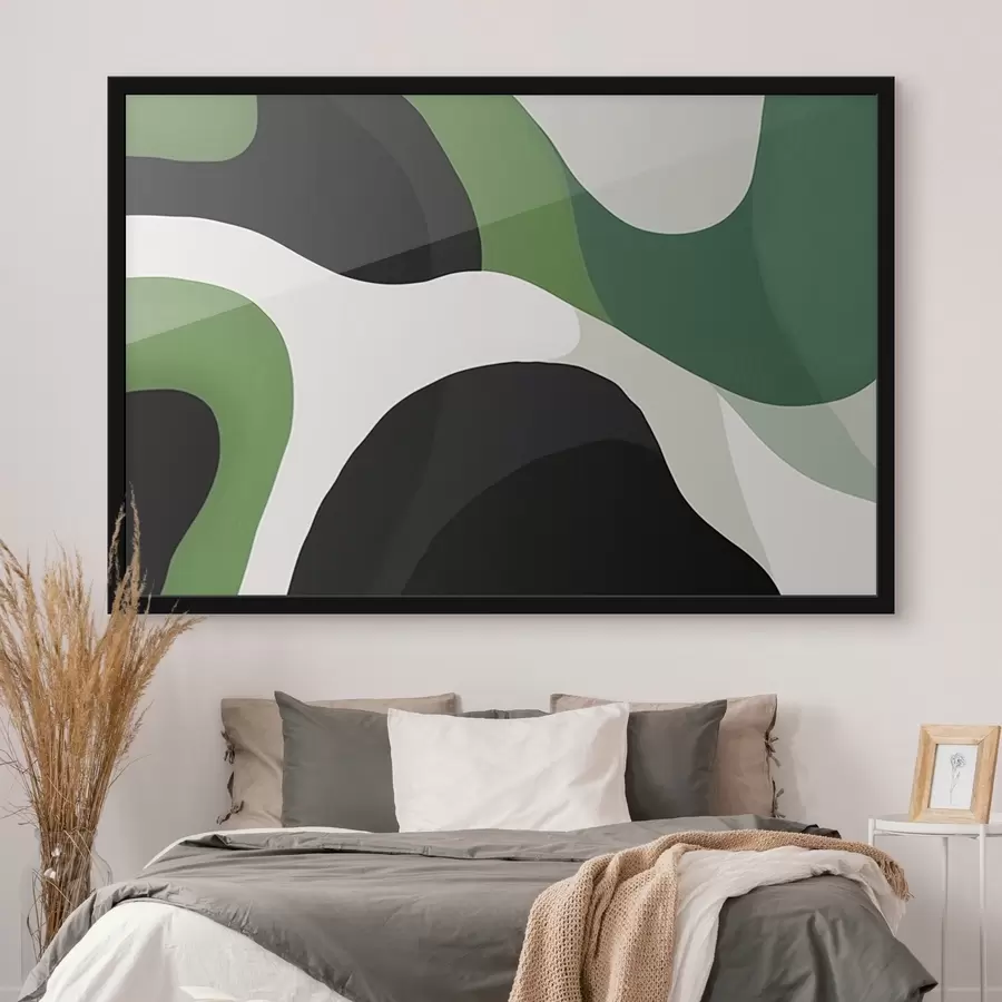 Fototapete Abstraktes geometrisches Muster in Grün- und Schwarztönen f42651
