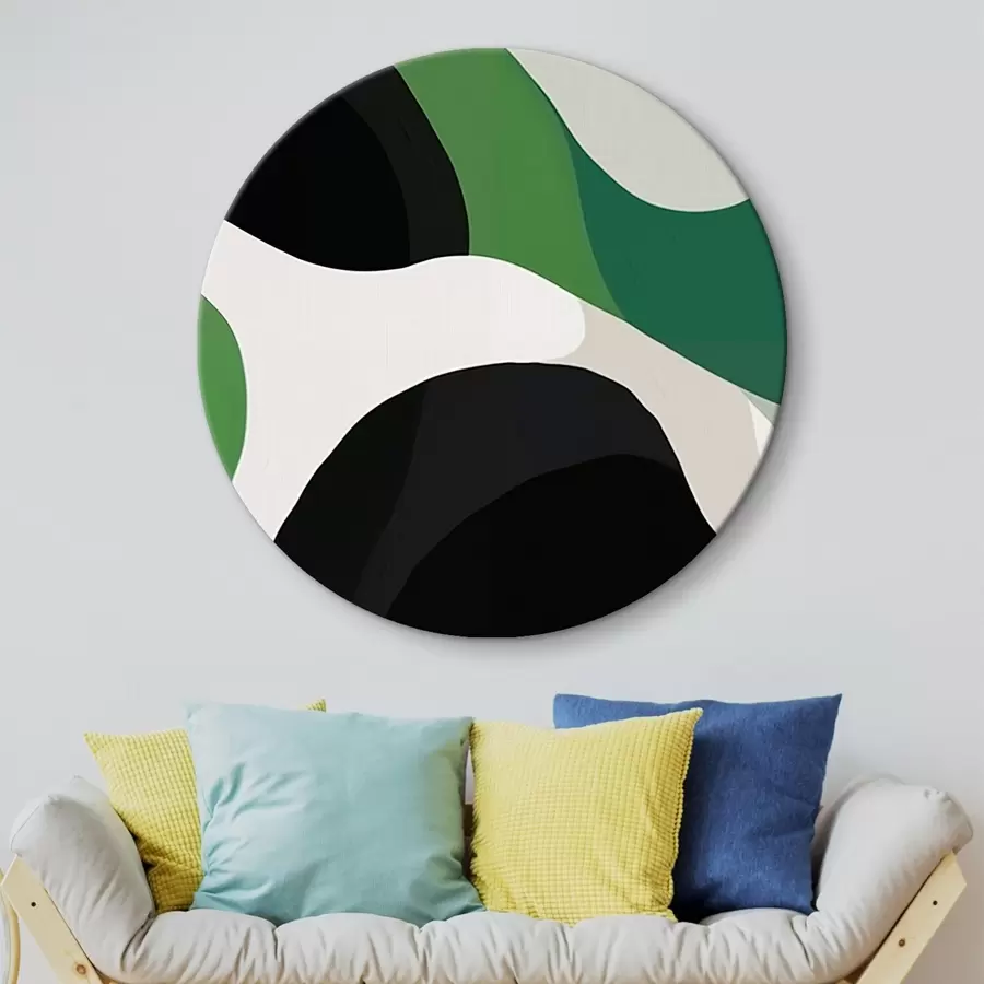 Wandbilder Abstraktes geometrisches Muster in Grün- und Schwarztönen r42651