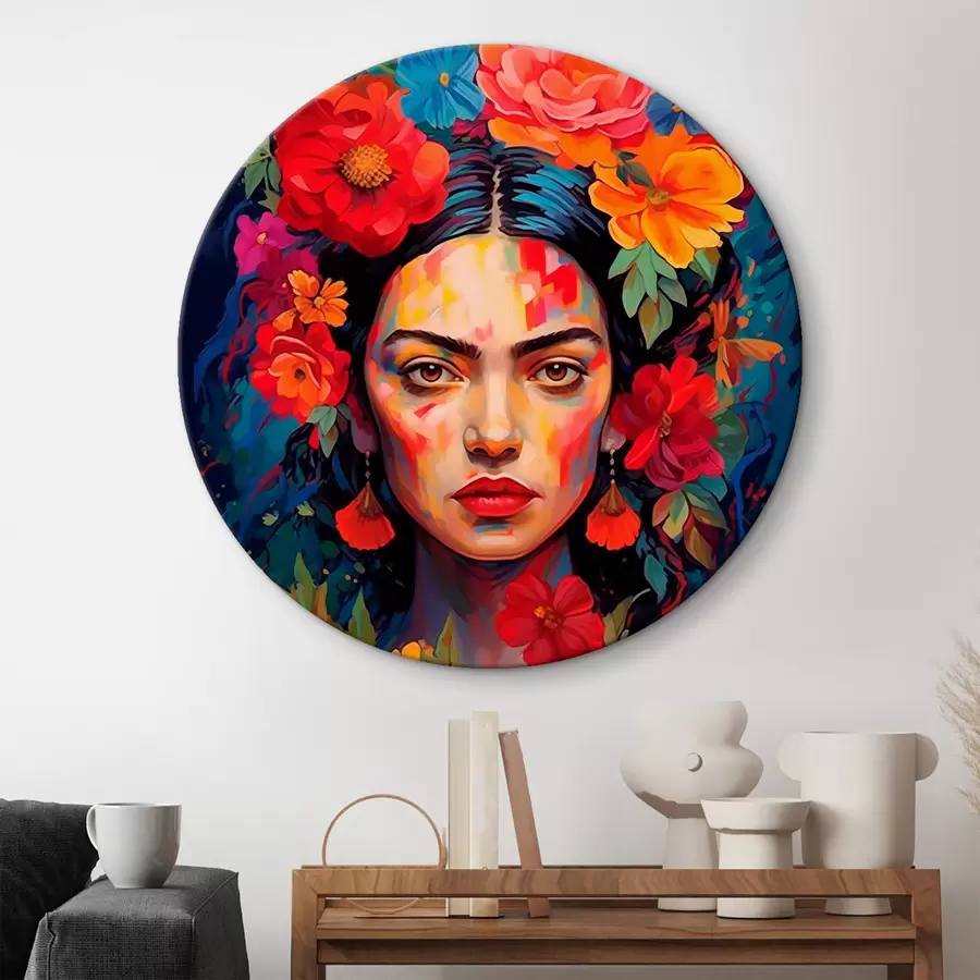 Wandbilder Frau Porträt mit floralen Rahmen in hellen abstrakten Stil r42653