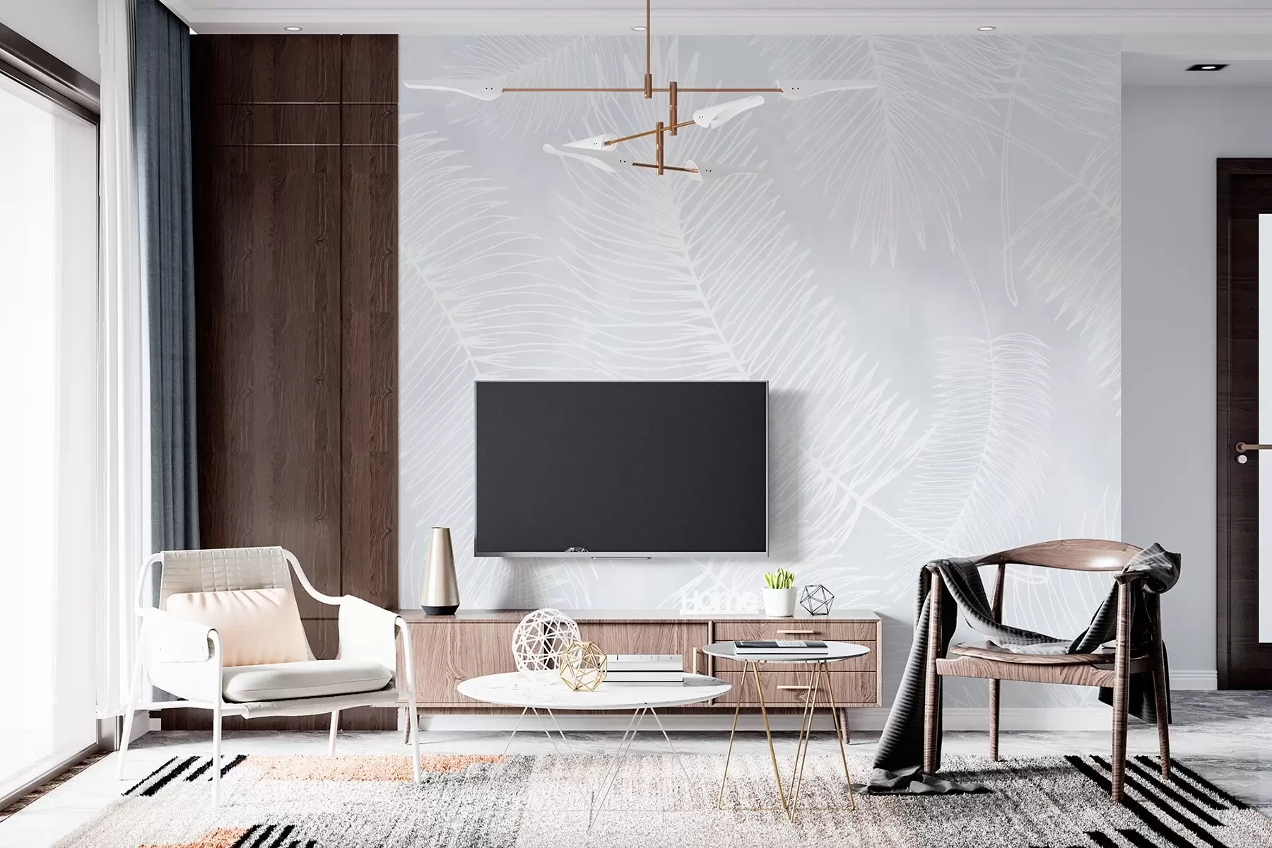 Fototapete Weiße Blattsilhouetten auf einem strukturierten Hintergrund w02894v1