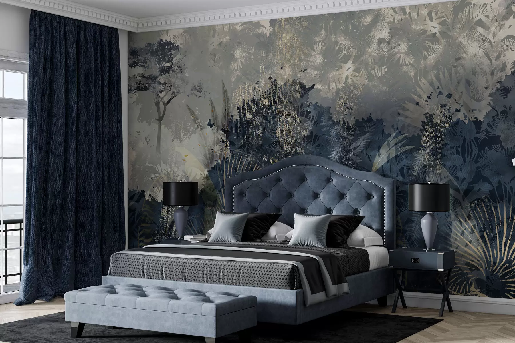 Fototapete Magisches Afrika mit Regenwald und Vektorelementen w02643