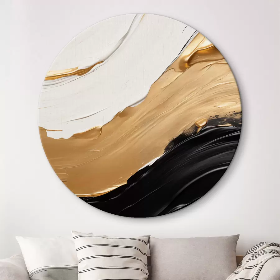 Wandbilder Abstrakte Komposition mit kräftigen Pinselstrichen aus weißer, gelber und schwarzer Farbe r42717