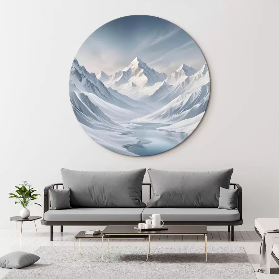 Fototapete Schneebedeckte Berge mit scharfen Gipfeln und einem sanft abfallenden Himmel, der von blass zu hellblau übergeht r42724