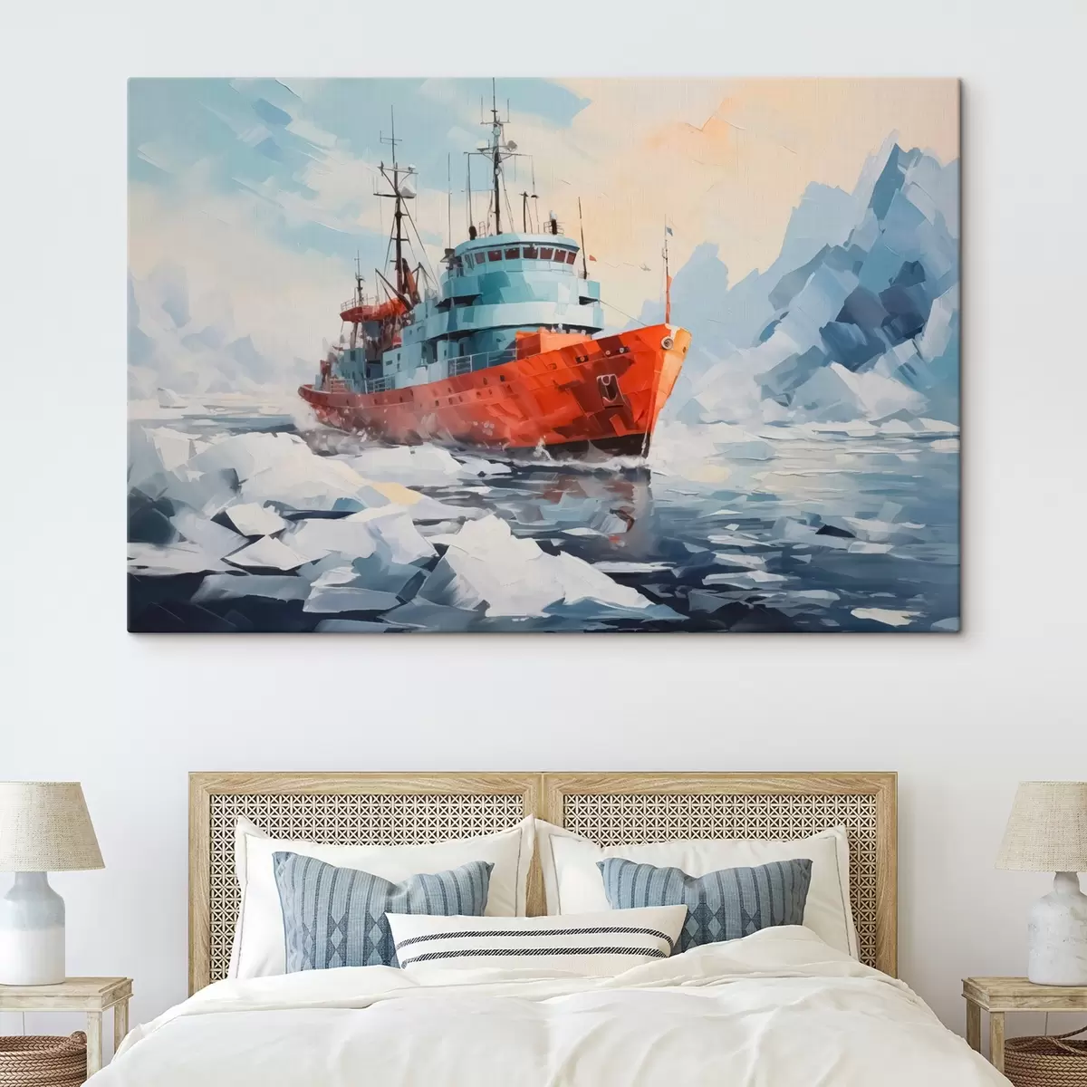 Wandbilder Rotes Schiff auf dem Eis s42750