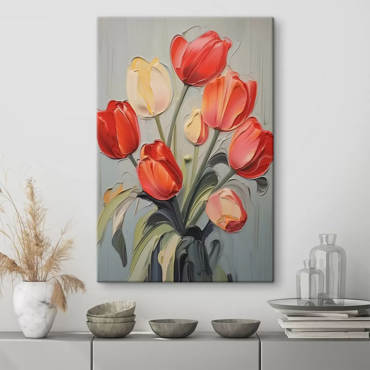 Wandbilder Helle Tulpen Nachahmung der Malerei s42756