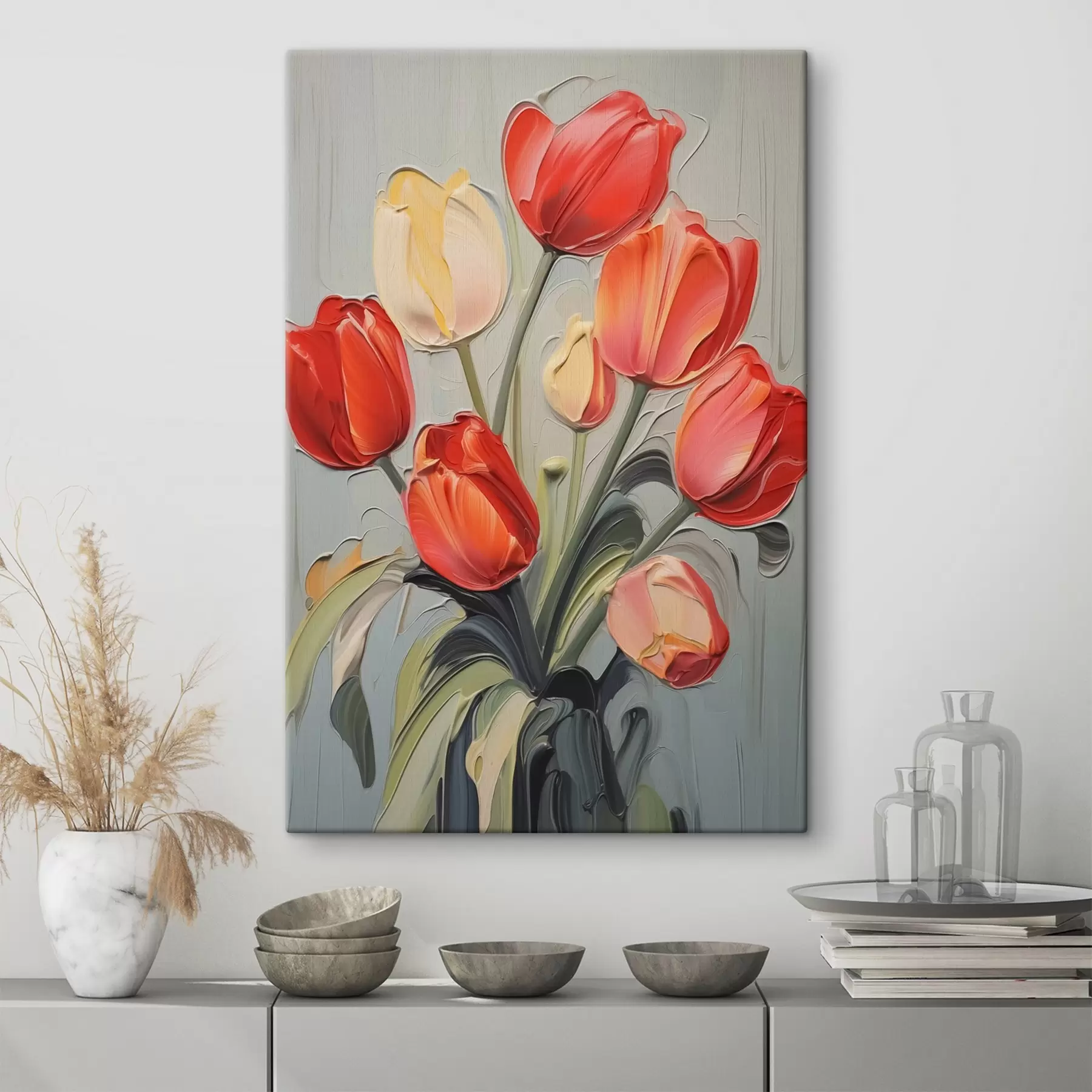 Fototapete Helle Tulpen Nachahmung der Malerei s42756