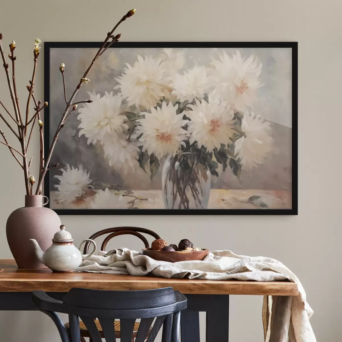 Poster Chrysanthemen in einer Vase Nachahmung der Malerei f42744