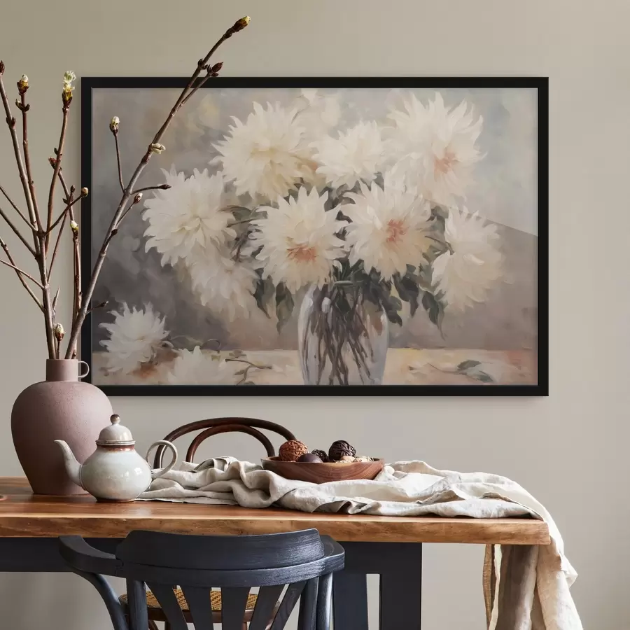 Fototapete Chrysanthemen in einer Vase Nachahmung der Malerei f42744
