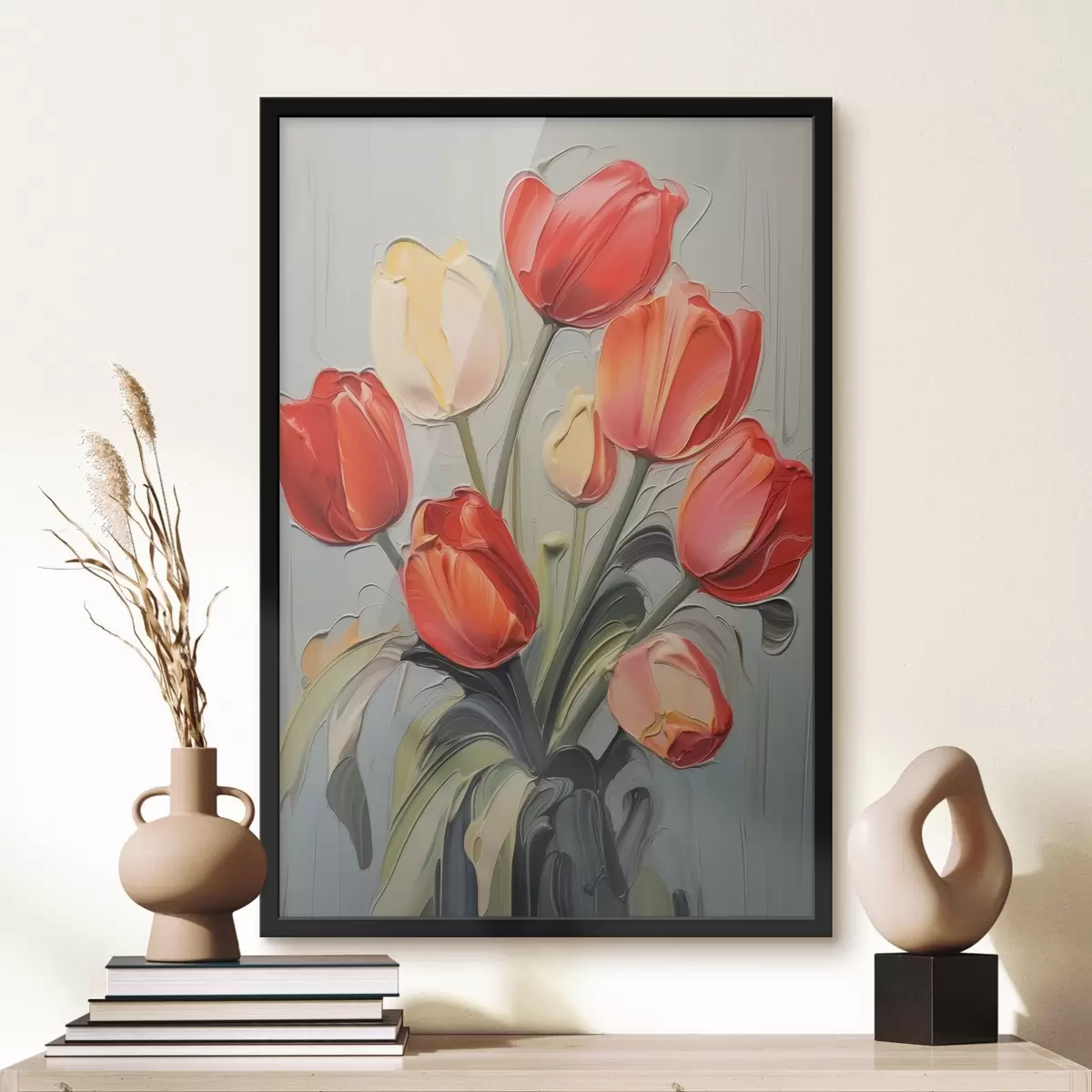 Poster Helle Tulpen Nachahmung der Malerei f42756