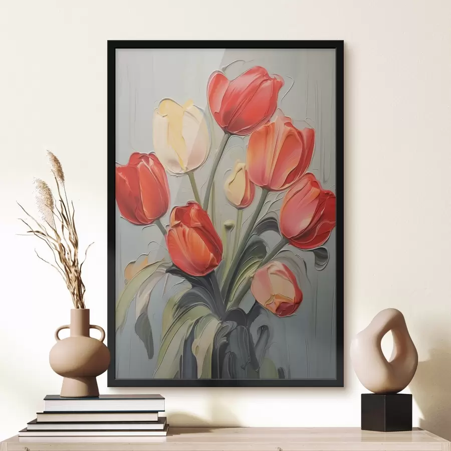 Fototapete Helle Tulpen Nachahmung der Malerei f42756