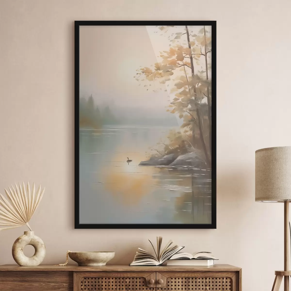 Poster Baum an der Teichlandschaft f42757