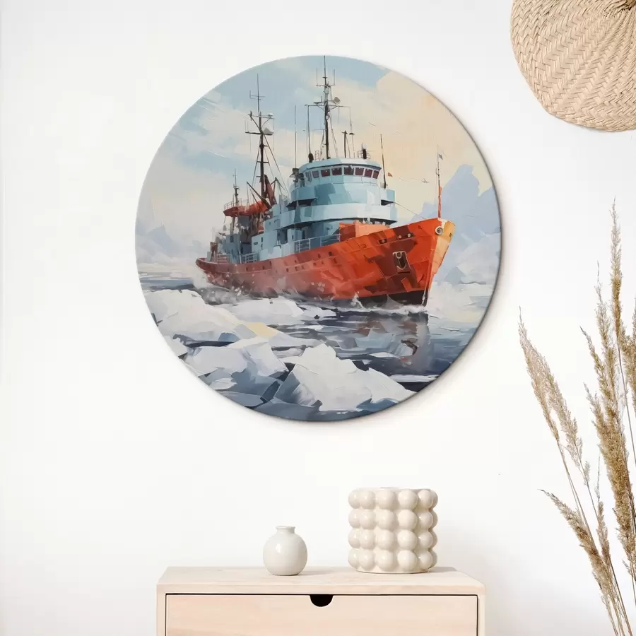 Wandbilder Rotes Schiff auf dem Eis r42750