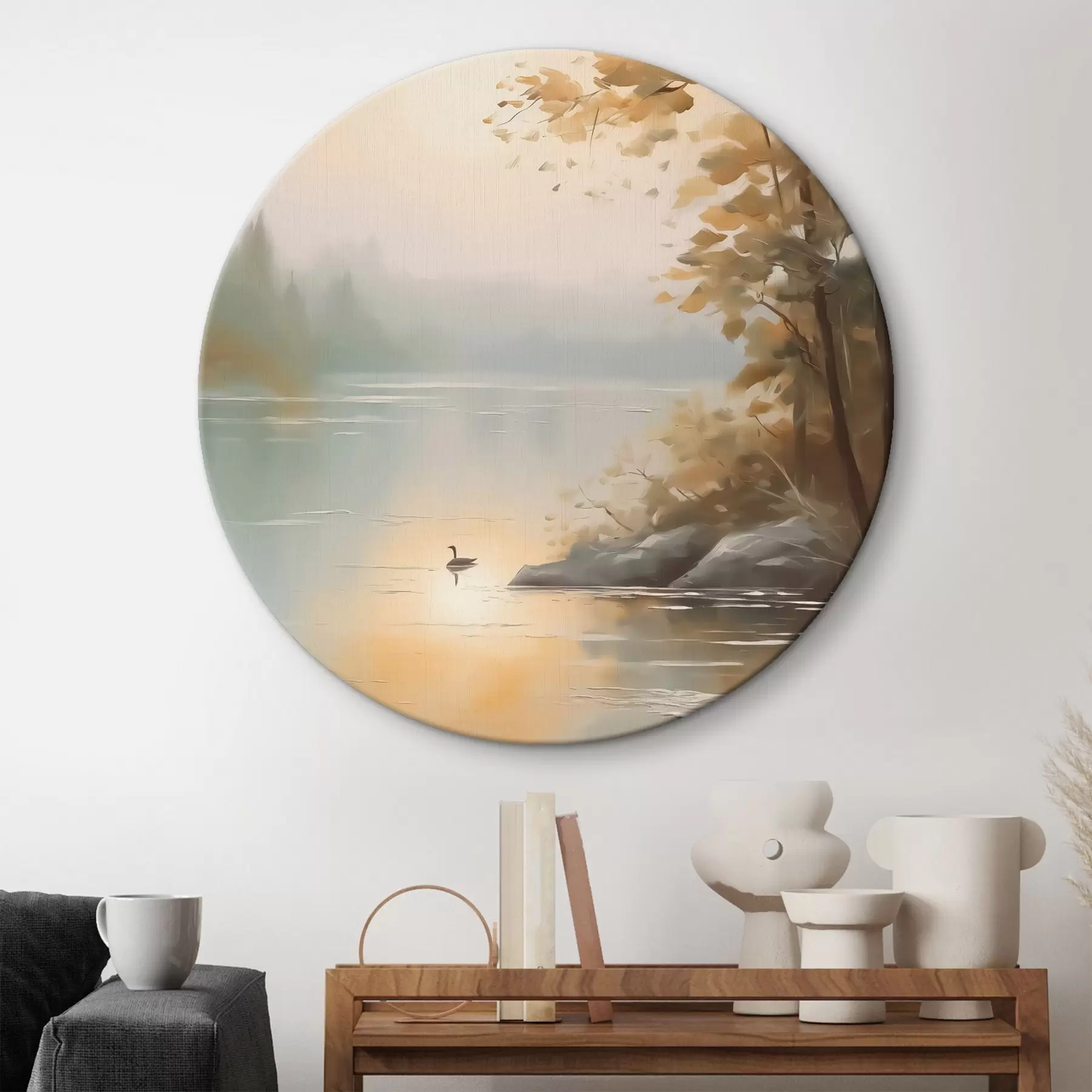 Wandbilder Baum an der Teichlandschaft r42757