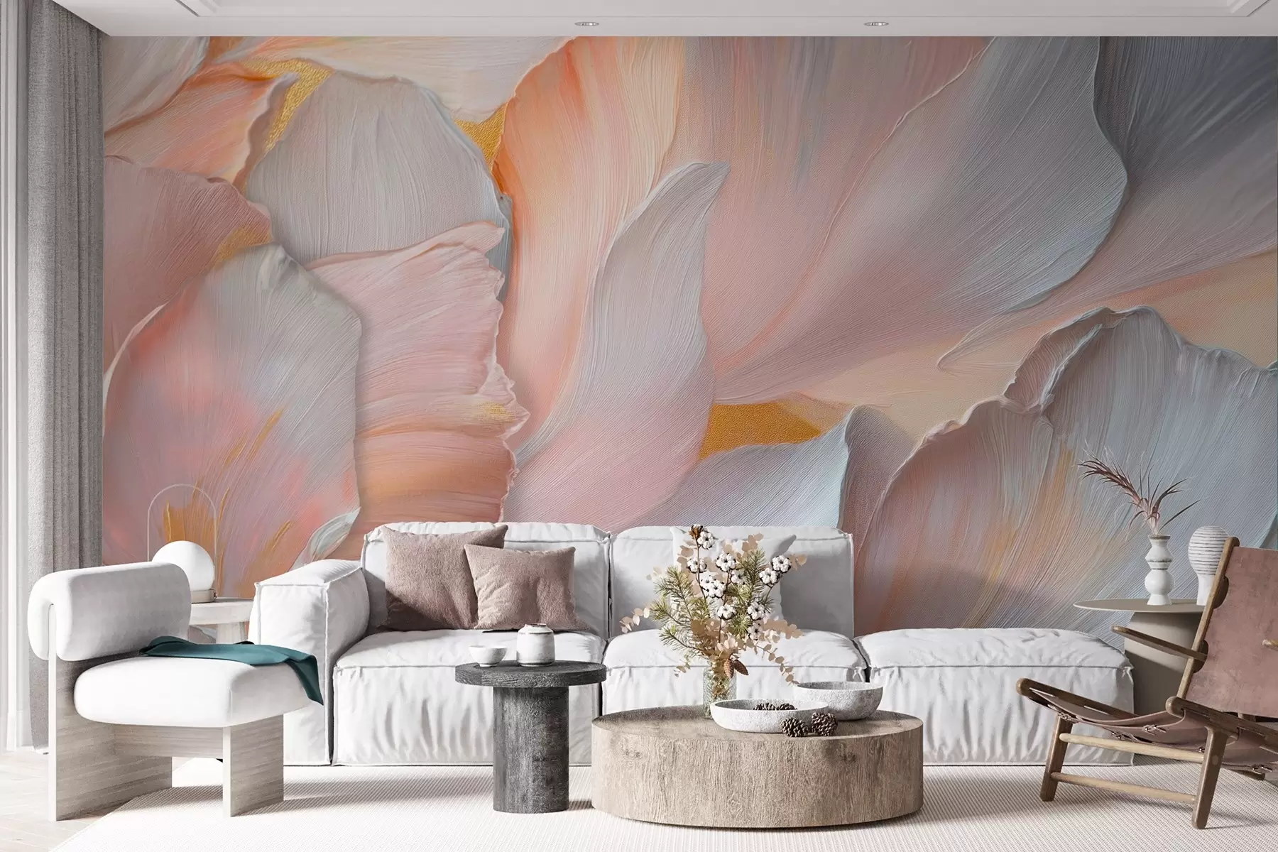 Fototapete Voluminöse Blütenblätter in zarten Tönen w08634