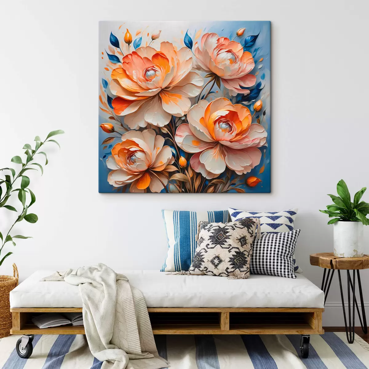 Wandbilder Blumen auf blauem Hintergrund s42709