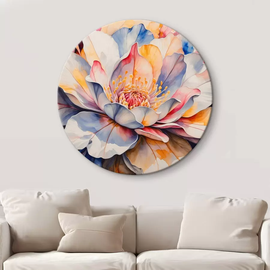 Wandbilder Mehrfarbige Blume mit Aquarellimitation r42706