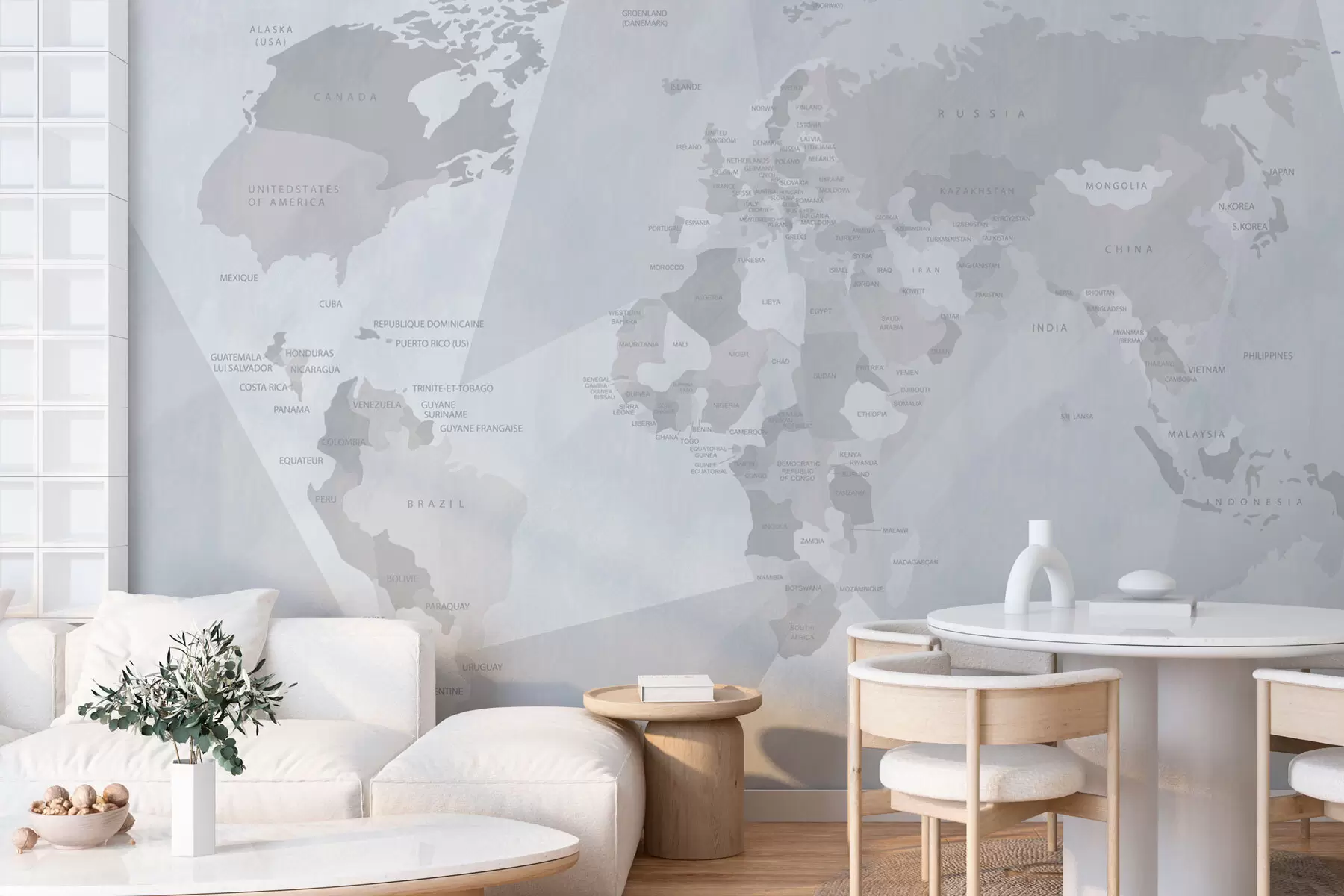 Fototapete Weltkarte Geometrie Wale w03007v2