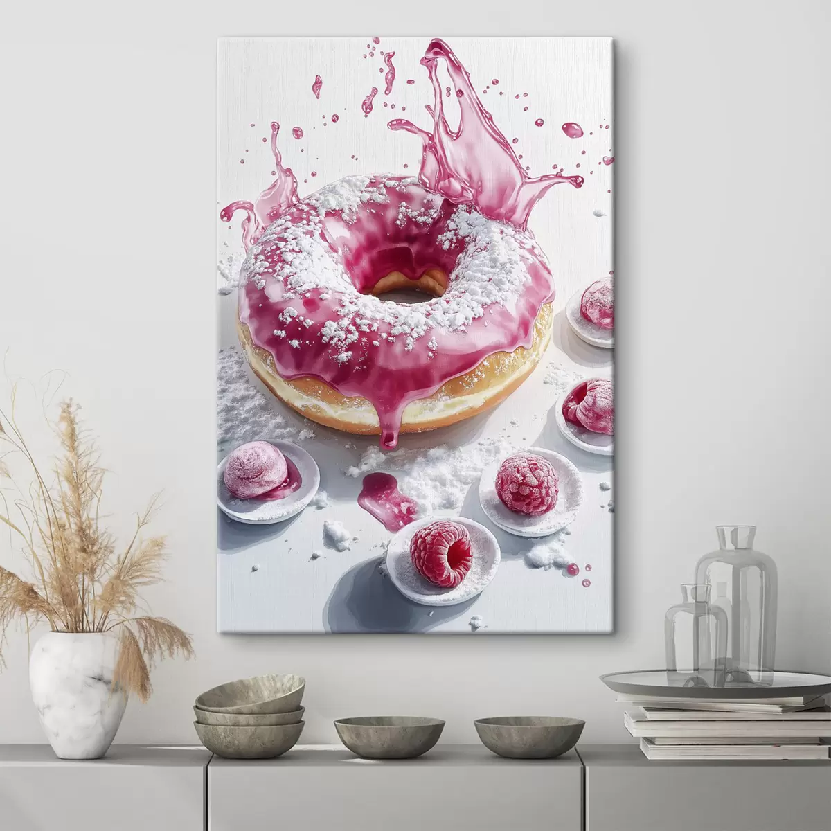 Wandbilder Realistischer Donat mit Beeren und rosa Glasur s42790