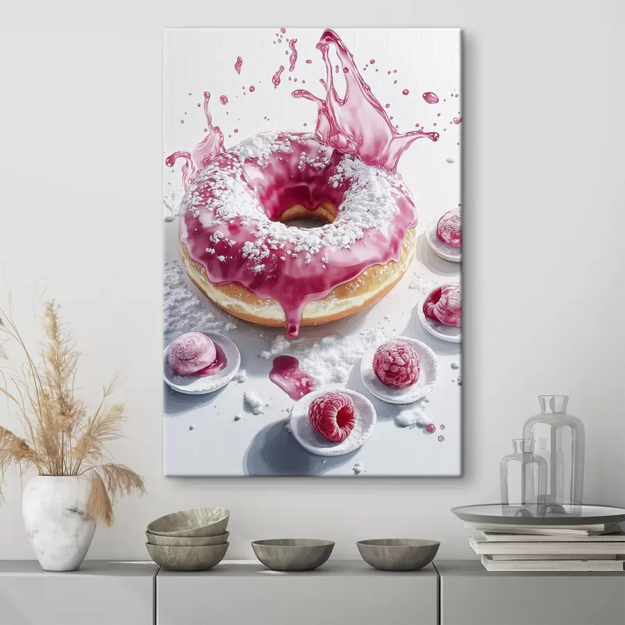 Wandbilder Realistischer Donat mit Beeren und rosa Glasur s42790
