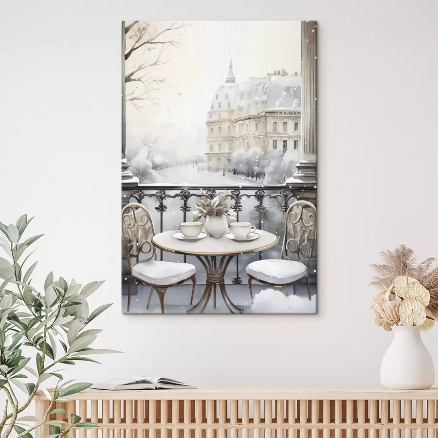 Wandbilder Schönes Café, Tassen Tee, böhmischer Stil, Aquarell, Winterästhetik s42796