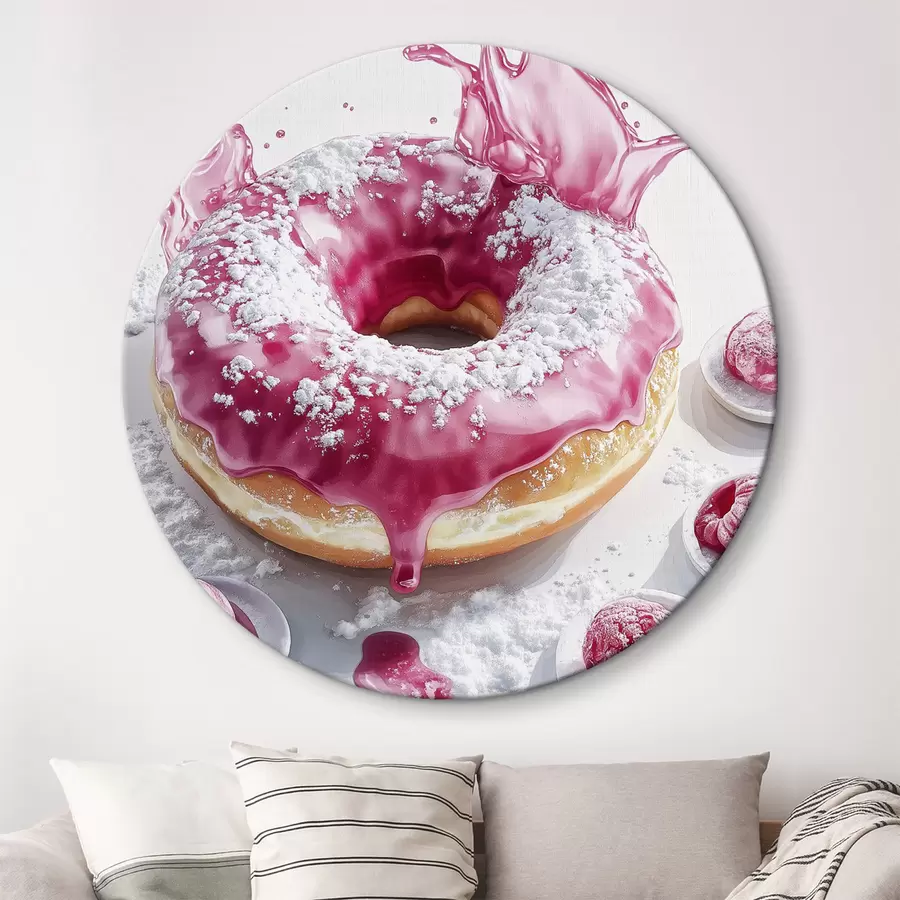 Wandbilder Realistischer Donut mit Beeren und rosa Glasur r42790