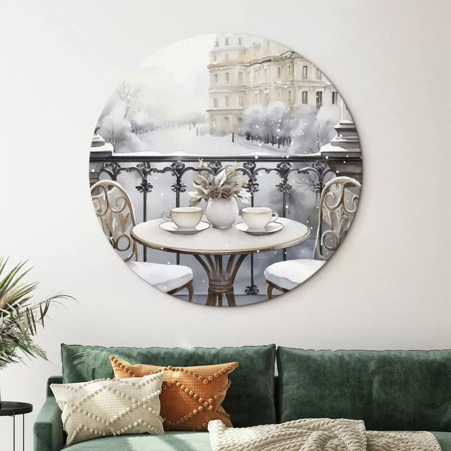 Wandbilder Schönes Café, Tassen Tee, böhmischer Stil, Aquarell, Winterästhetik r42796