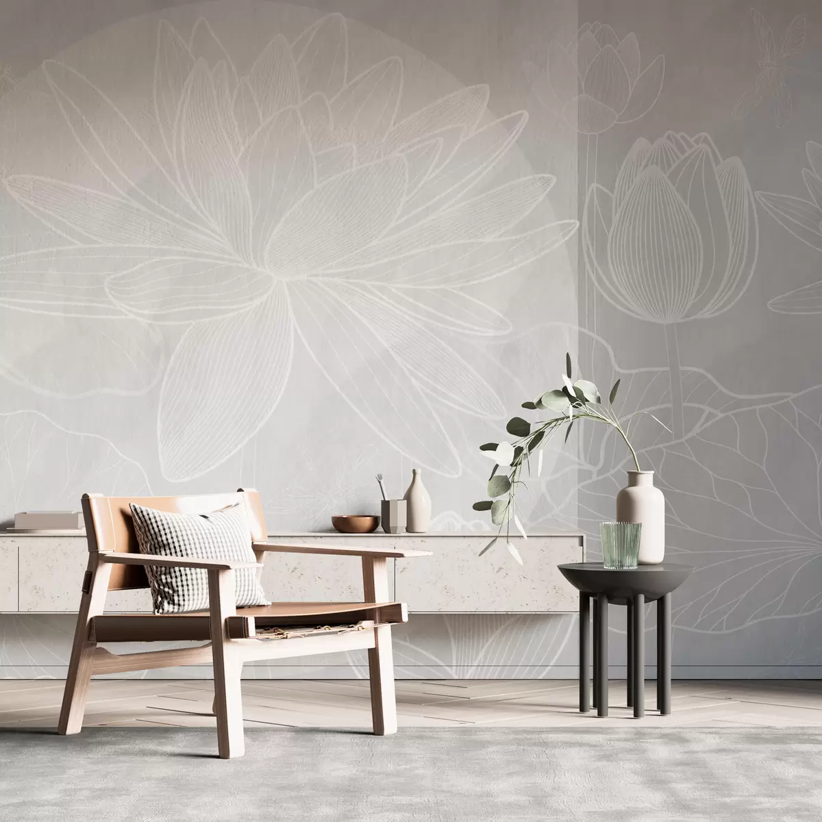 Fototapete Lotusblumen und Geometrie w03005v1