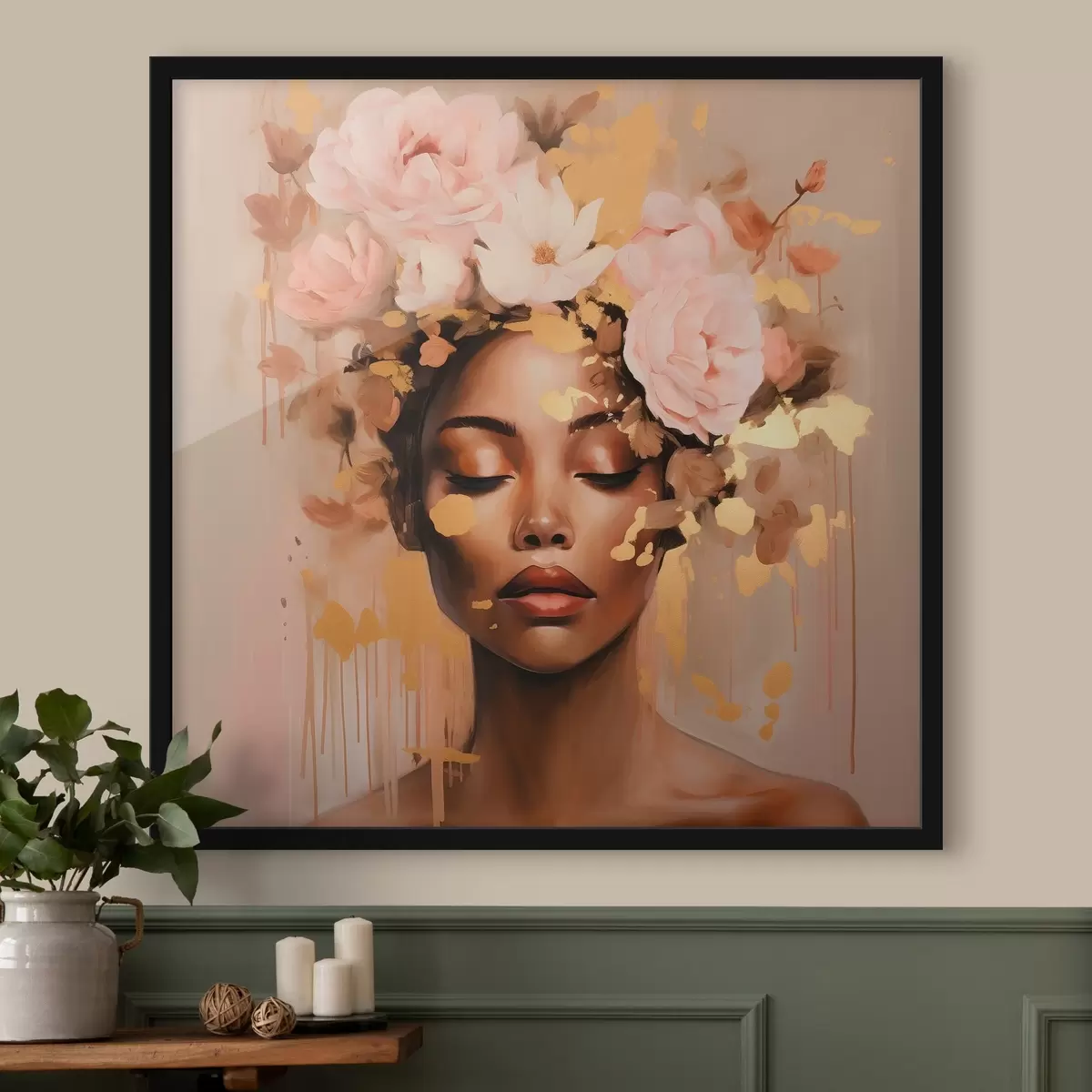 Poster Mädchen mit Blumenkrone f42814