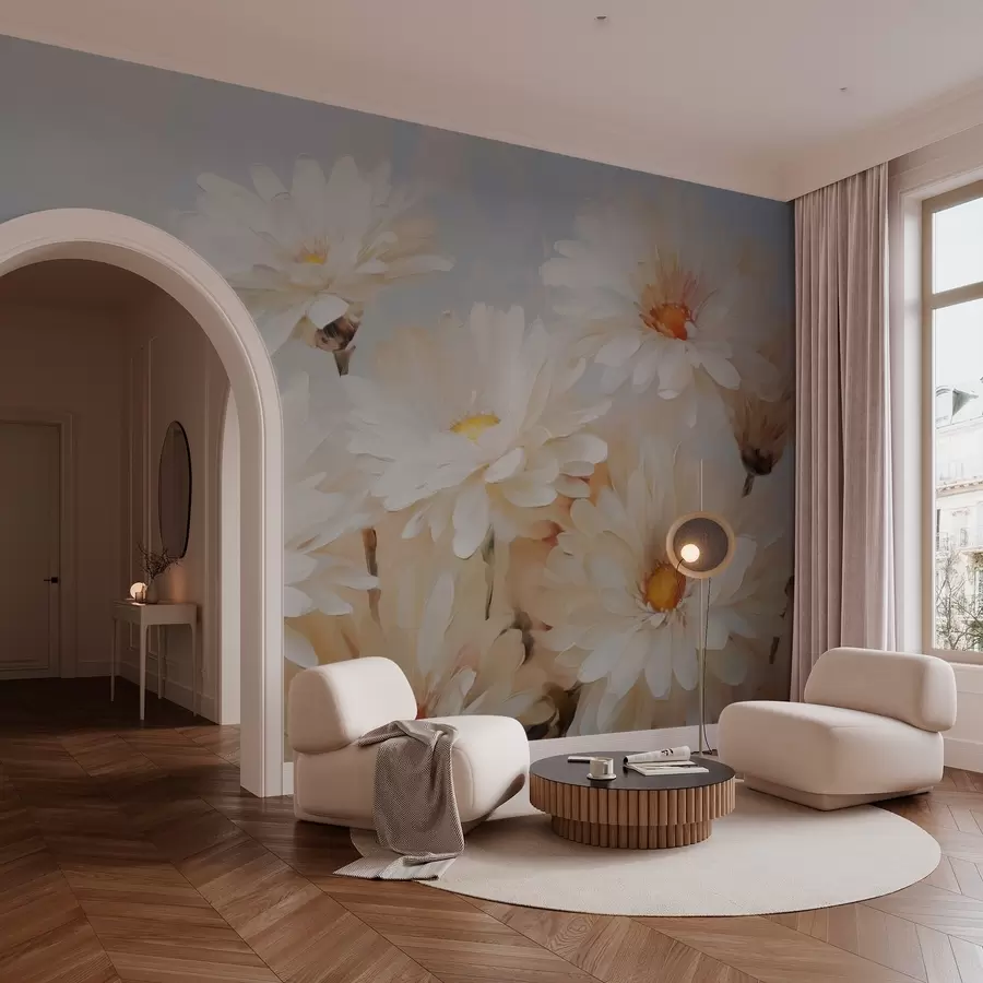 Fototapete Chrysanthemen Nachahmung Ölgemälde w03034