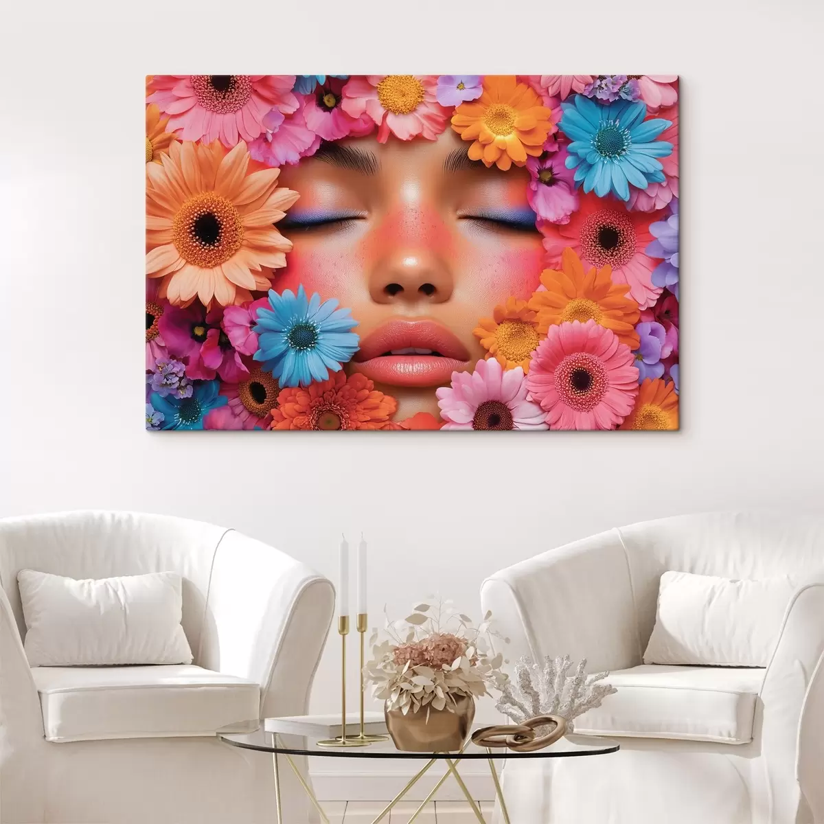 Wandbilder Gesicht eines Mädchens in Blumen s42856