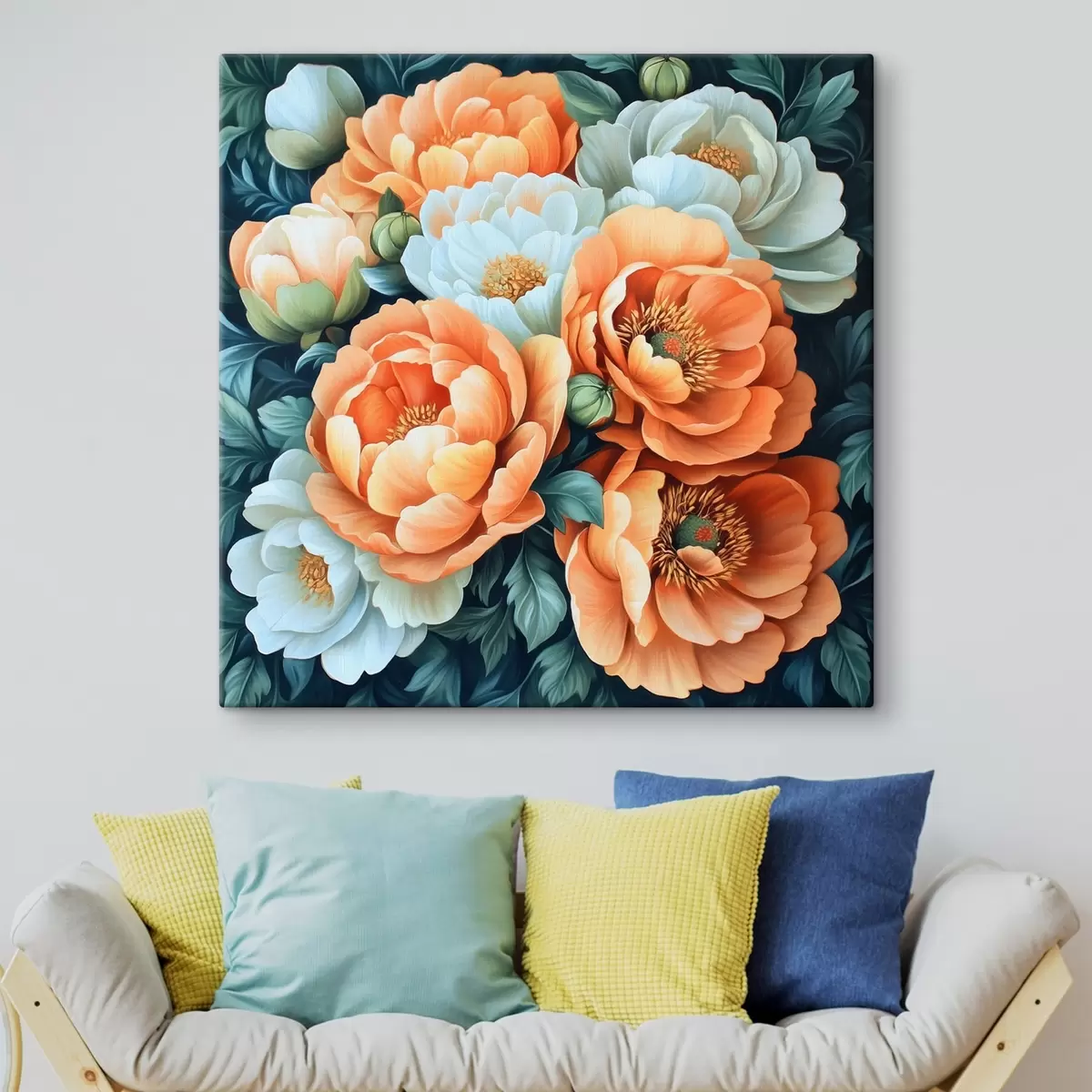 Wandbilder Weiße und orangefarbene Blumen s42860