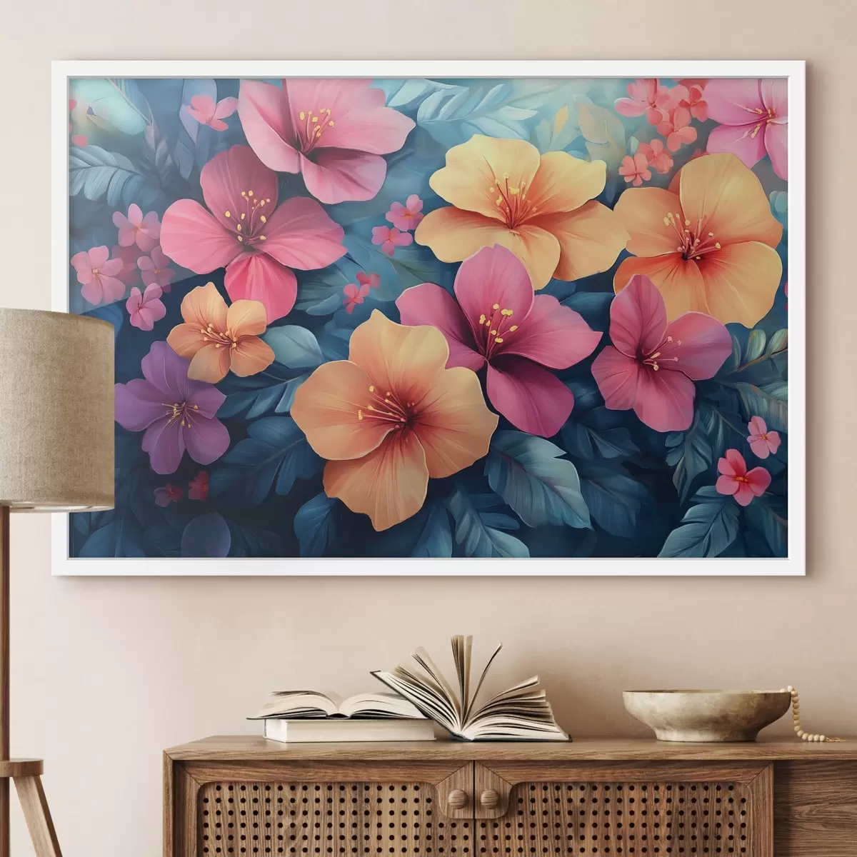 Poster Orange und rosa große Blüten f42853