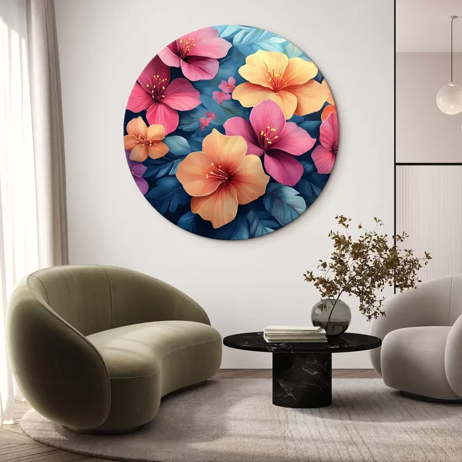 Wandbilder Orange und rosa große Blüten r42853