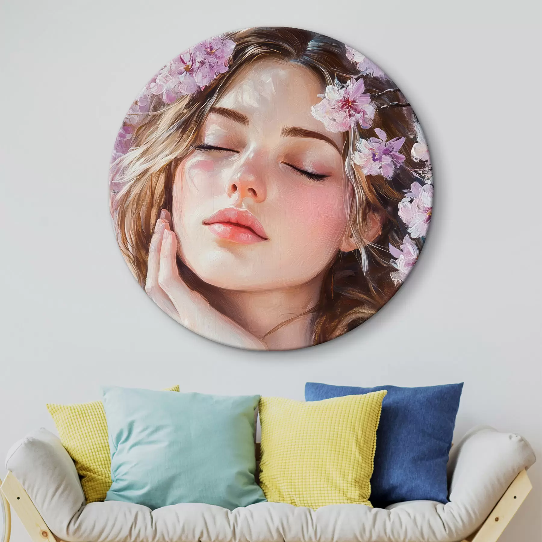 Fototapete Mädchen in der Nähe eines blühenden Zweigs r42857