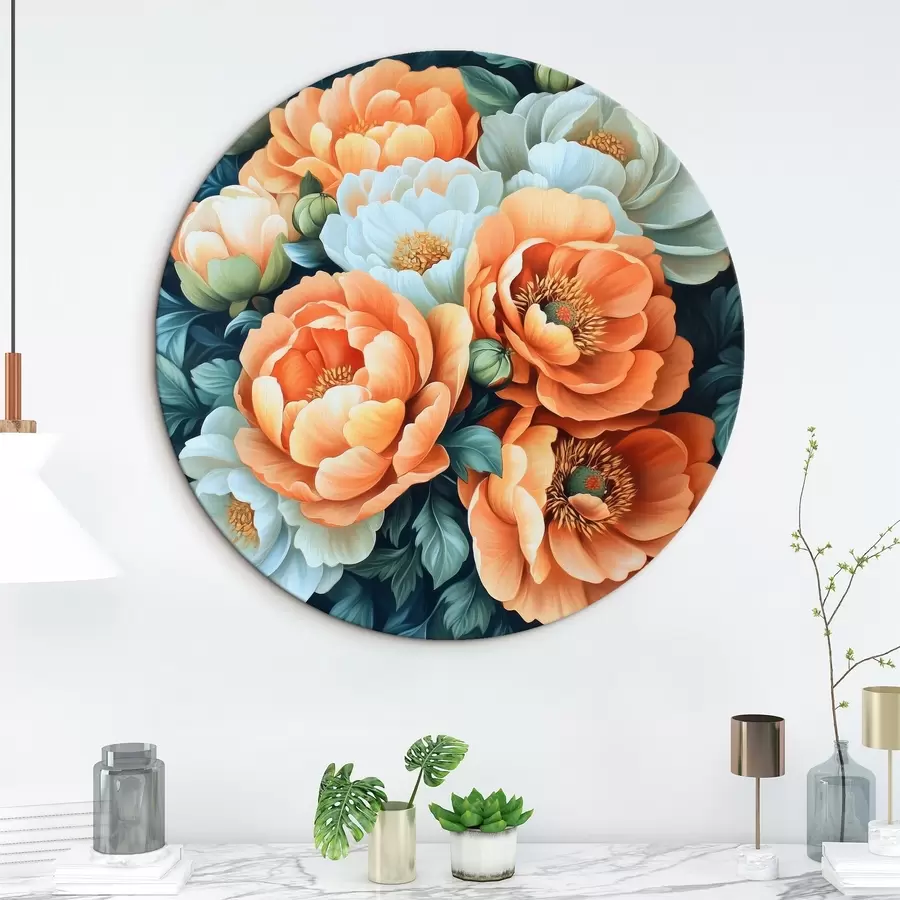 Wandbilder Weiße und orangefarbene Blumen r42860