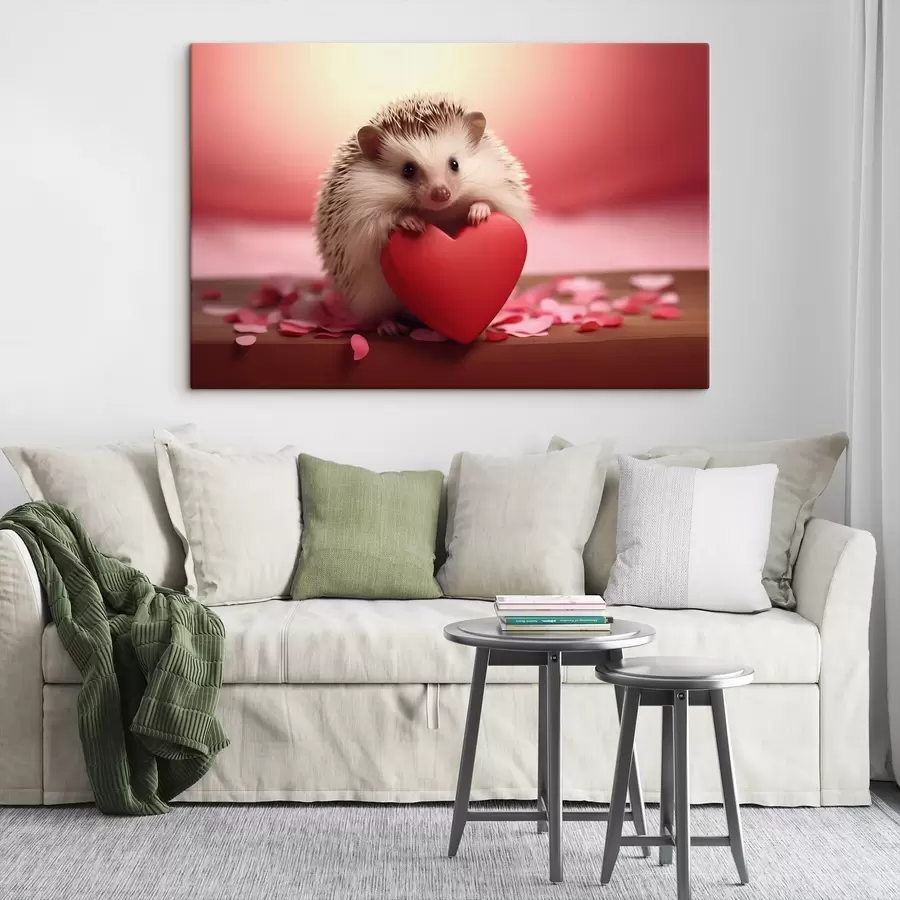 Wandbilder Kleiner Igel hält ein Herz s42867