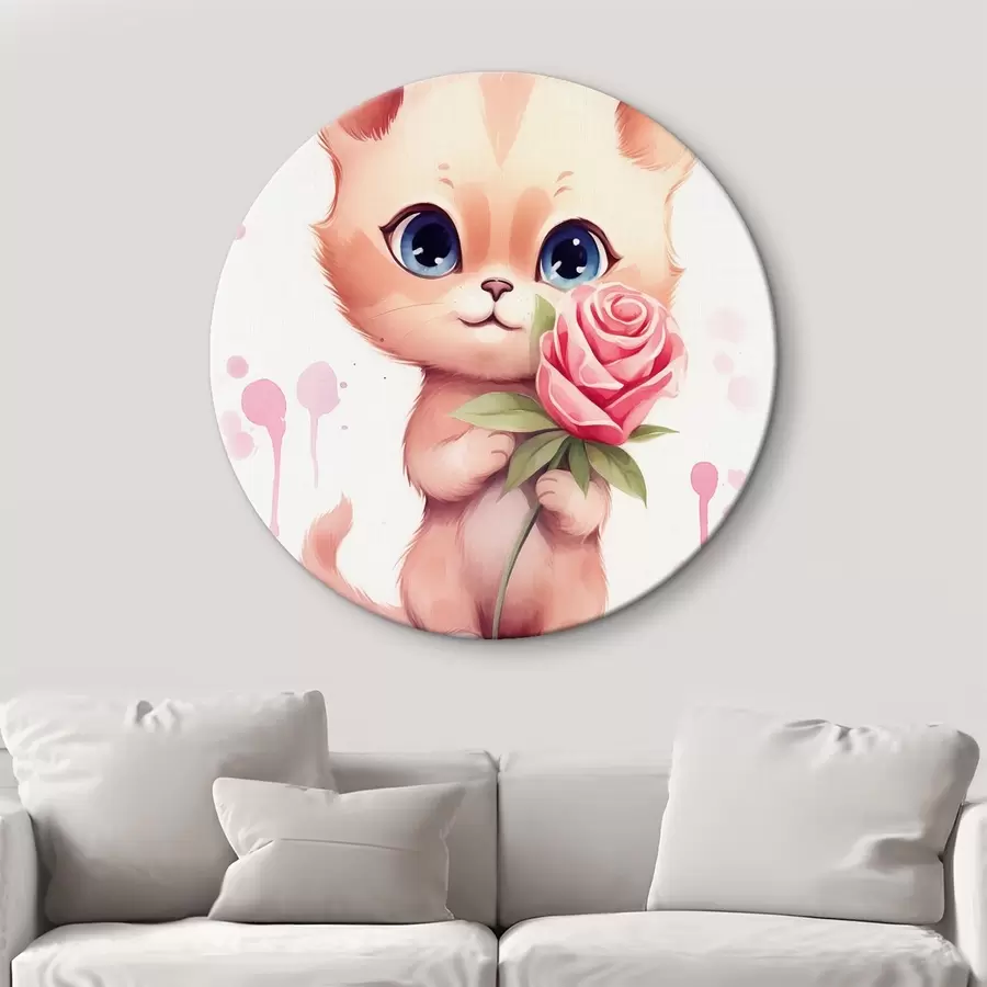 Wandbilder Niedliche Katze mit einer Rose r42866