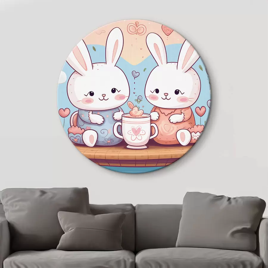 Wandbilder Niedliche Häschen, Teeparty r42873