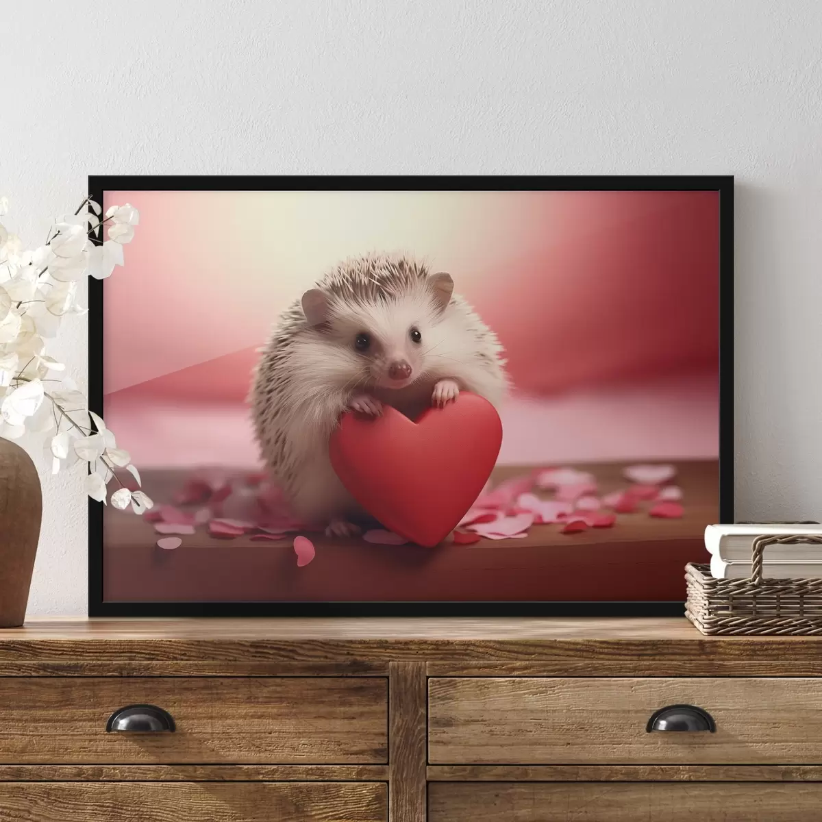 Poster Kleiner Igel hält ein Herz f42867