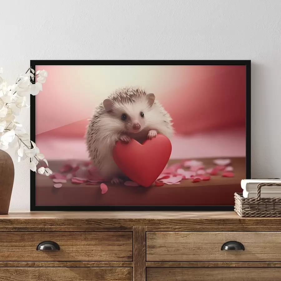 Fototapete Kleiner Igel hält ein Herz f42867