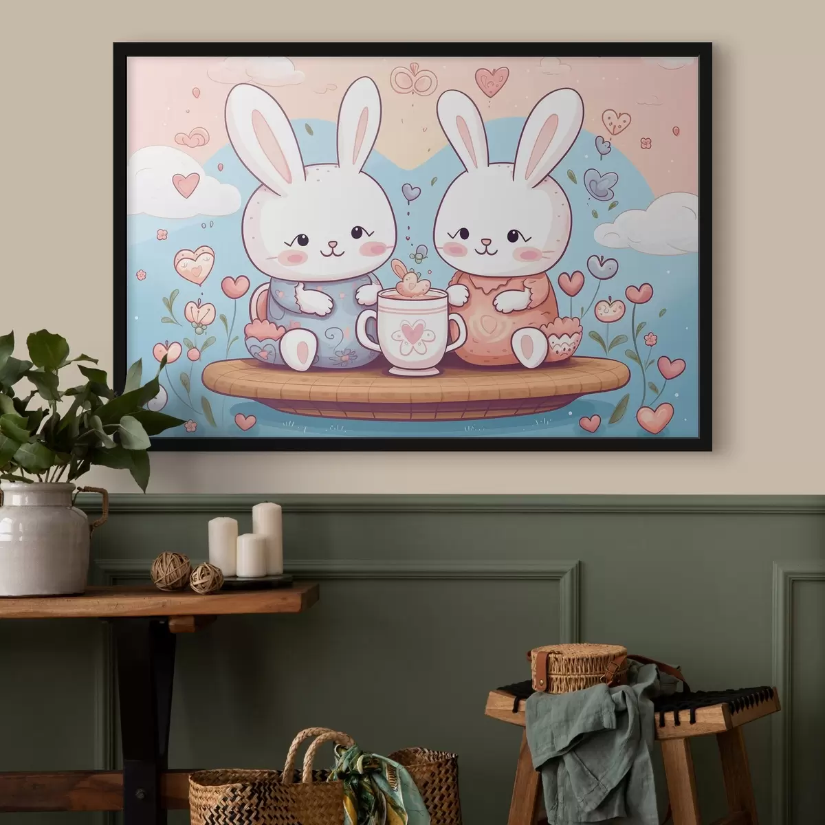 Poster Niedliche Häschen, Teeparty f42873