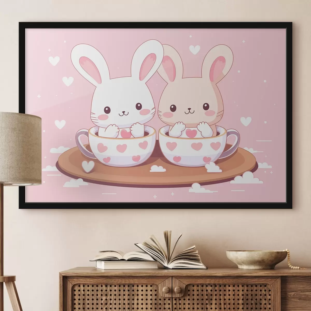 Poster Kaninchen in Tassen f42874