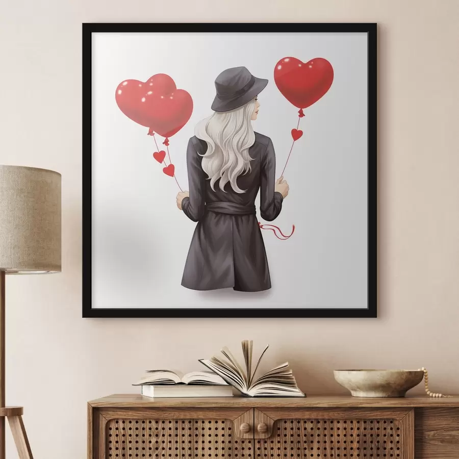 Fototapete Blondine mit Luftballons f42875