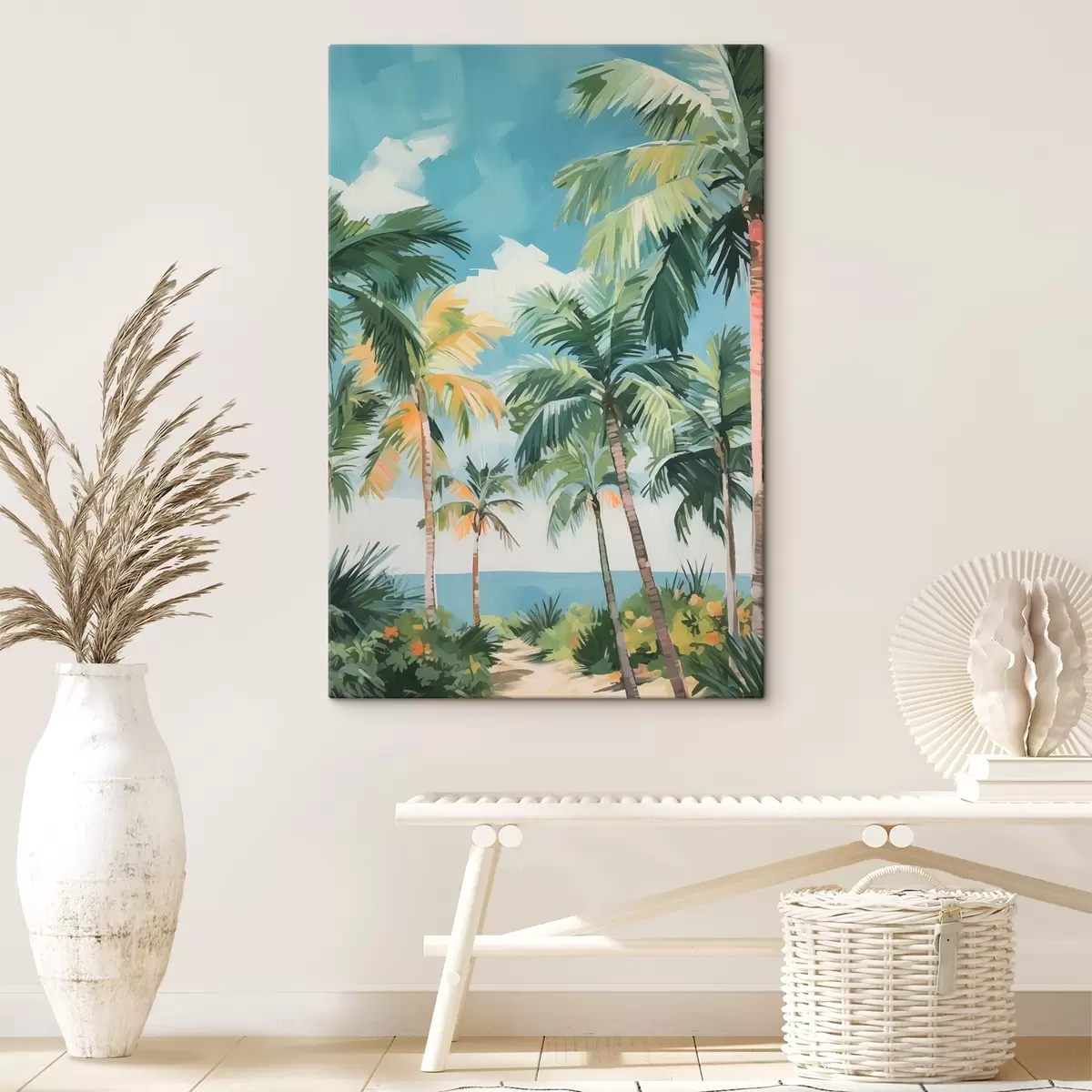 Wandbilder Palmenhain am Meer Nachahmung der Malerei s42840