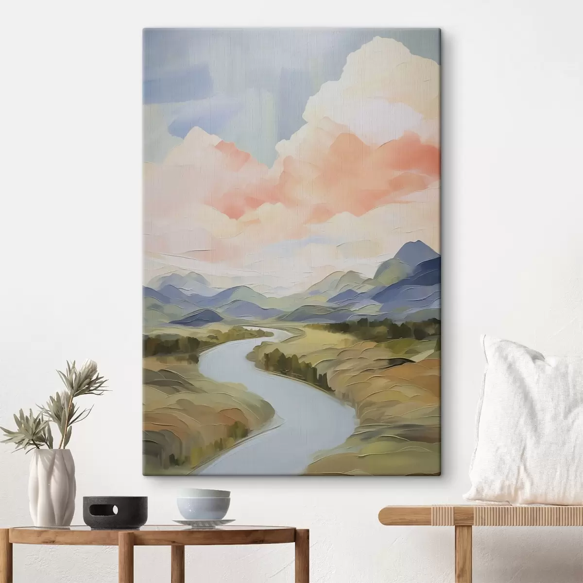 Wandbilder Fluss im Tal Landschaft Nachahmung der Malerei s42844