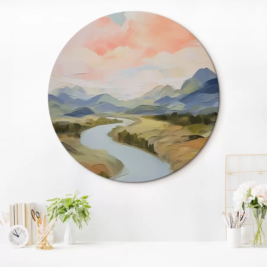 Wandbilder Fluss im Tal Landschaft Nachahmung der Malerei r42844