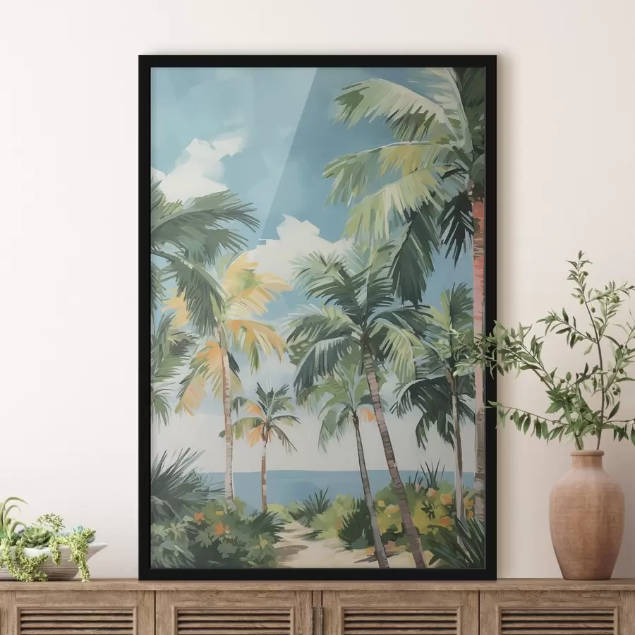 Wandbilder Palmenhain am Meer Nachahmung der Malerei f42840